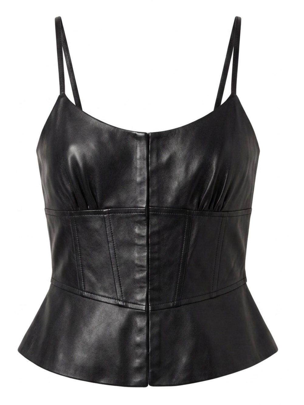 Cache Black Leather Corset Style Top Size 6 HH